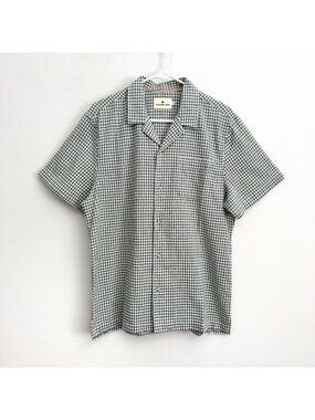 The Normal Brand Short Sleeve Button Front Shirt Green White Checkered Men’s M